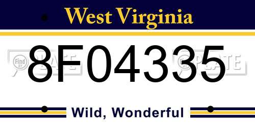 8F04335 West Virginia License Plate