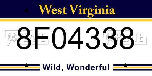 8F04338 West Virginia License Plate