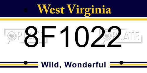 8F1022 West Virginia License Plate