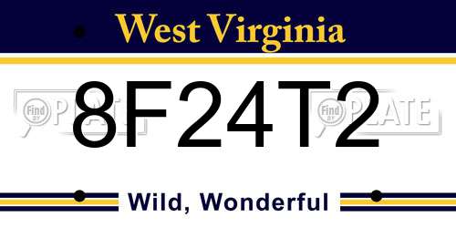8F24T2 West Virginia License Plate