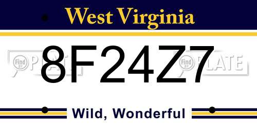 8F24Z7 West Virginia License Plate