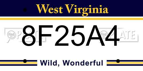 8F25A4 West Virginia License Plate