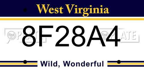 8F28A4 West Virginia License Plate