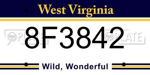 8F3842 West Virginia License Plate