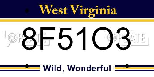 8F51O3 West Virginia License Plate