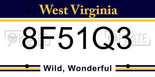 8F51Q3 West Virginia License Plate