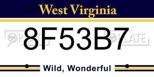 8F53B7 West Virginia License Plate