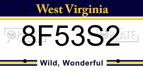 8F53S2 West Virginia License Plate