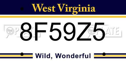8F59Z5 West Virginia License Plate