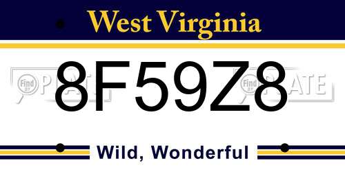 8F59Z8 West Virginia License Plate