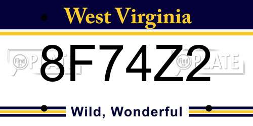 8F74Z2 West Virginia License Plate