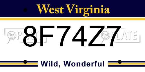 8F74Z7 West Virginia License Plate