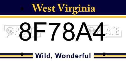 8F78A4 West Virginia License Plate
