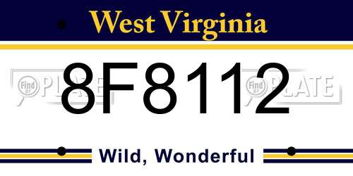 8F8112 West Virginia License Plate
