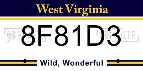 8F81D3 West Virginia License Plate