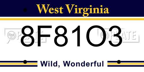 8F81O3 West Virginia License Plate
