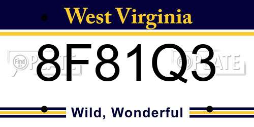 8F81Q3 West Virginia License Plate