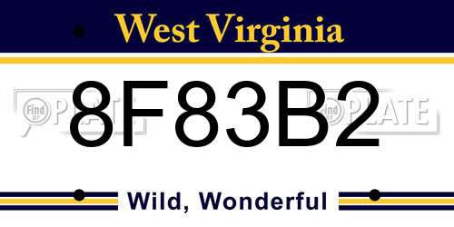 8F83B2 West Virginia License Plate