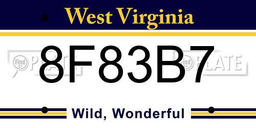 8F83B7 West Virginia License Plate