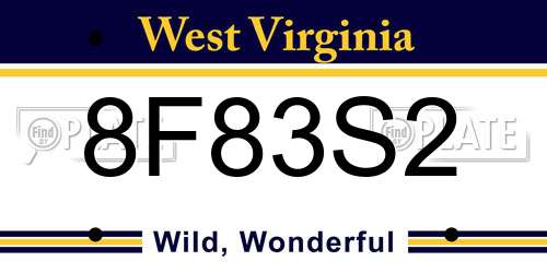8F83S2 West Virginia License Plate