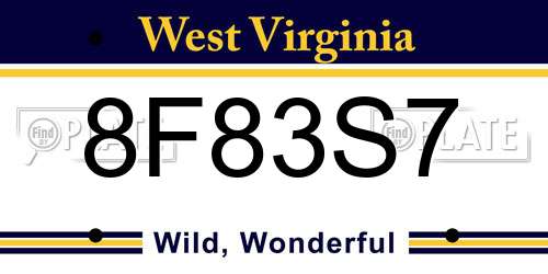 8F83S7 West Virginia License Plate