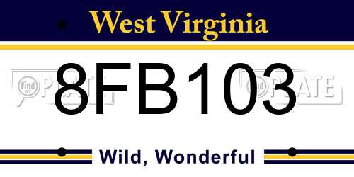 8FB103 West Virginia License Plate