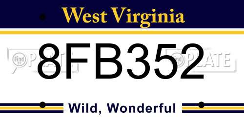 8FB352 West Virginia License Plate