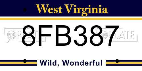 8FB387 West Virginia License Plate