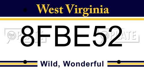 8FBE52 West Virginia License Plate