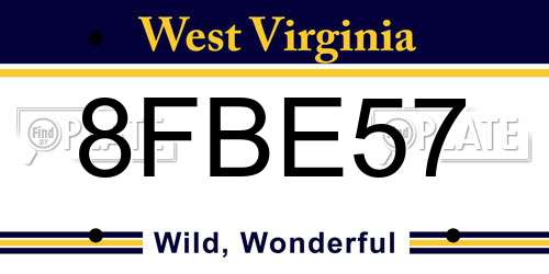 8FBE57 West Virginia License Plate