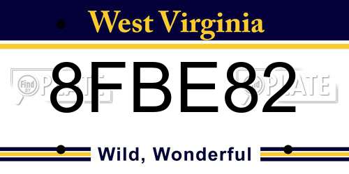 8FBE82 West Virginia License Plate