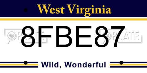 8FBE87 West Virginia License Plate