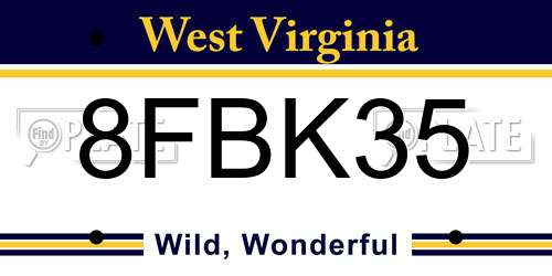 8FBK35 West Virginia License Plate