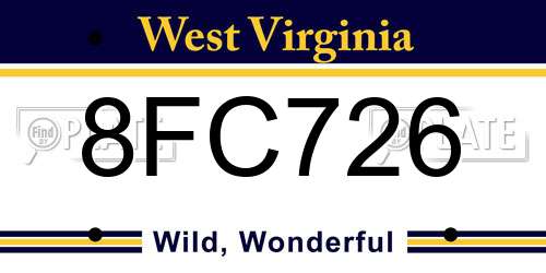 8FC726 West Virginia License Plate