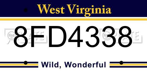 8FD4338 West Virginia License Plate