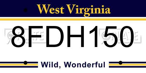 8FDH150 West Virginia License Plate