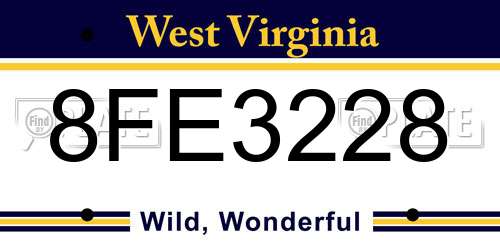8FE3228 West Virginia License Plate
