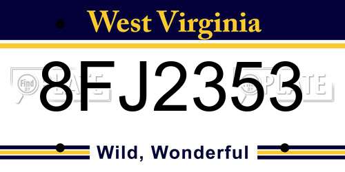 8FJ2353 West Virginia License Plate