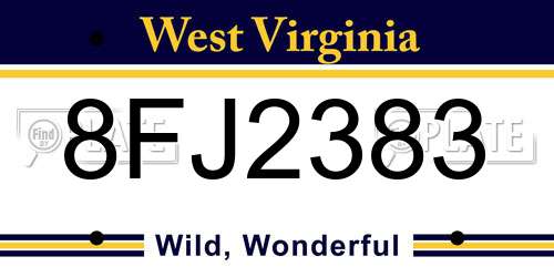 8FJ2383 West Virginia License Plate
