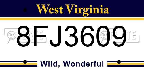 8FJ3609 West Virginia License Plate