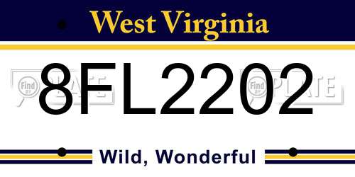 8FL2202 West Virginia License Plate