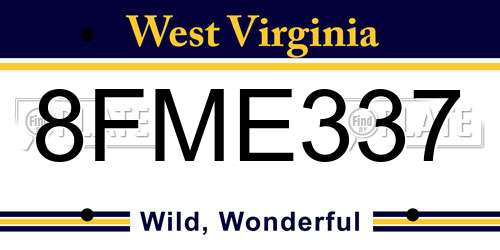 8FME337 West Virginia License Plate