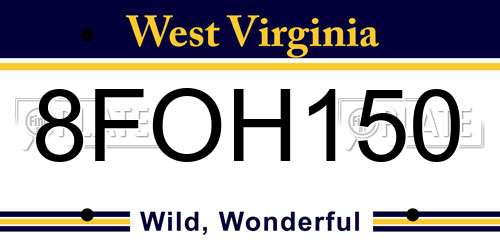 8FOH150 West Virginia License Plate