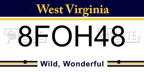 8FOH48 West Virginia License Plate
