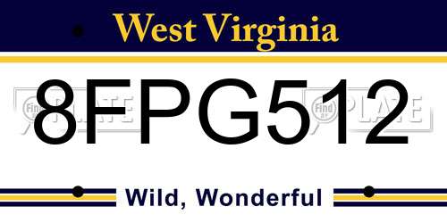 8FPG512 West Virginia License Plate