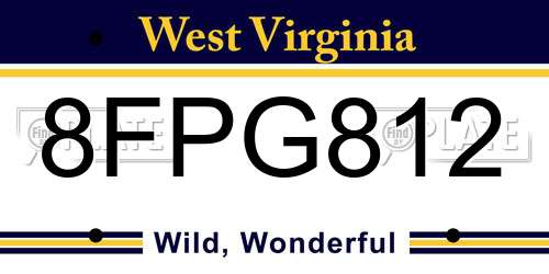 8FPG812 West Virginia License Plate