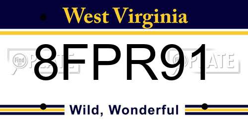 8FPR91 West Virginia License Plate