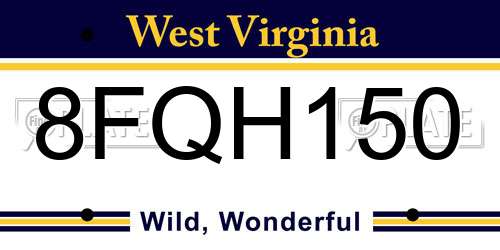 8FQH150 West Virginia License Plate