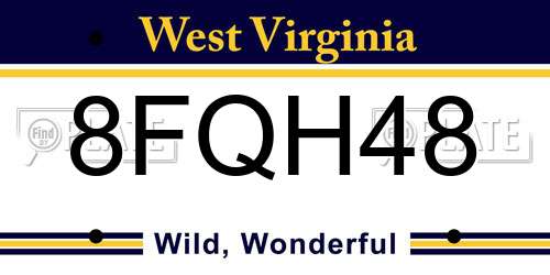 8FQH48 West Virginia License Plate