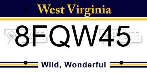 8FQW45 West Virginia License Plate
